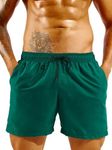 OYOANGLE Men's Solid Quick Dry Swim Trunks Drawstring Waist Beach Pool Board Shorts Dark Green X-Large