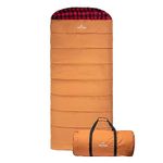 TETON Sports Bridger Canvas Sleeping Bag, -35˚F, -20˚F, 0˚F, 20˚F Degree Options - Cold Weather Winter All-Season Outdoor Gear, Car & Tent Camping Accessories & Essentials - Pecan/Fox Cotton, -35˚F