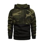 AOTORR Mens Hoodies Pullover Camo Hooded Sweatshirt Patchwork Top Long Sleeve Hoody Casual Tops with Pockets WY42 Army Black L