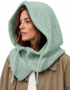 Saodimallsu Womens Balaclava Scarf Button Winter Warm Hats with Strings