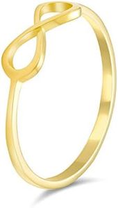 Minimalist Simple Midi Knuckle Finger Stackable Love Knot Infinity Ring Thin 1MM Band For Women Teen Yellow 14K Gold Plated .925 Sterling Silver