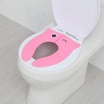 Upgrade Stable Folding Travel Portable Potty Training Seat Cover Fits Most Toilet, No Falling by 6 Large Non-Slip Silicone Stopper, Come with Carry Bag for Toddler Kid Boy Girl (Pink)