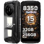 DOOGEE Fire 3 Max Rugged Smartphone, Android 15 Rugged Phone, 32GB+256GB/2TB, 8350mAh Waterproof Phone with 2 Camping Lights, 5.5'' HD Sim Free mobile phones, 48MP+8MP,Widevine L1, Face ID, NFC, GPS