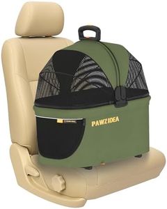 PAWZIDEA Portable Small Dog Crate for Car Travel up 33lbs, Enclosed Dog Car Seat Soft-Sided, Escape-Proof Reversible No-Zip Canopy, Foldable Pet Carrier Seatbelt for Small Medium Puppies & Cats Kennel