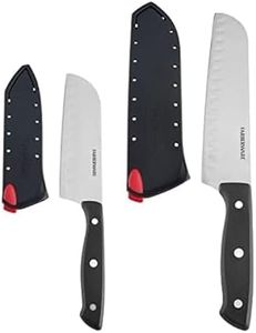 Farberware Edgekeeper Self-Sharpening Triple Riveted Santoku Knife Set, 4-Piece, Black