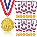 STHGDONA Gold Football Medals for Children, 12-Pack of Metal Medals Kids Party Game Toys Prizes Awards for School Sport, Party Favours