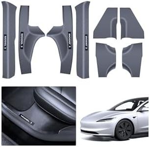 cybtkcar 2025 8PCS Tesla Door Sill Protector for Model 3 2024 2025 Highland, Carbon Fiber Door Sill Scuff Plate Edge Guard, Front and Rear Door Entry Guard Scuff Plate Carpet Front Rear Sill