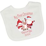 Personalised My 1st First Christmas Santa Snowman Reindeer Baby Bib 2024 Girls Boys Outfit Costume