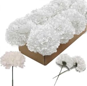 Larksilk 1000 Pack Cream White Silk Carnations - Bulk Artificial Carnation Flower Heads, 5" Stems, 3.5" Blooms for Wedding Centerpieces, Bridal Bouquets & DIY Crafts