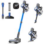 FABULETTA 38000Pa Cordless Vacuum Cleaner, Stick Vacuum with up to 50 Mins Run Time, 450W Lightweight Vacuum with LED Display and V-Shaped Floor Brush (Blue & Black)