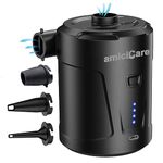 amiciCare Mini Air Pump, Type-C Rechargeable Inflator/Deflator with 3 Nozzles Attachments, Wireless Air Compressor for Air Beds, Inflated Pools, etc