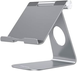 OMOTON Tablet Stand Holder Angle Adjustable, T1 Desktop Aluminum Tablet Dock Cradle Compatible with iPad Air/Mini/Pro 11/12.9, iPad 10.2, Samsung Tab and More UP to 12.9'', Grey