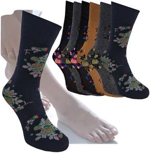 Kensington ® Women 6 pairs Cotton Gift for her Rose Design Soft Wide Top Dress Socks Multipack 4-6 UK Plain Stripes Cute Eco-Friendly Sock for Work