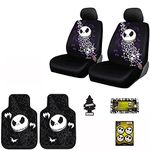 Yupbizauto Nightmare Before Christmas Jack Skellington Car Truck SUV Seat Covers Rubber Floor Mat Set with Air Freshener Bundle Set