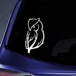 Bargain Max Decals Owl Branch Tree Sticker Decal Notebook Car Laptop 5.5" (White)