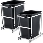 Dunkive 2 Pack 30 Liter 8 Gallon Pull Out Trash Can Under Cabinet, Kitchen Under Sink Trash Can includes 2 Stainless Steel Shelf and 2 Trash Can, Storage Pull Out Under Cabinet Trash Can