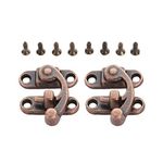 2Pcs Gift Box Fixed Hook Lock Buckle Drawers Hasp Antique Wooden Box, Red Copper, 29 X 33MM, Right