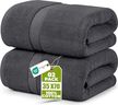 Utopia Towels Luxurious Jumbo Bath Sheet, 35 by 70 Inches, 600 GSM 100% Ring Spun Cotton, Highly Absorbent and Quick Dry Extra Large Bath Towel, Super Soft, Grey, 2 Pack