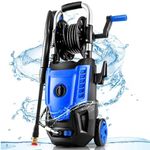 4800 PSI Electric Pressure Washer- 4.0 GPM High Power Washer with 33FT Hose Reel, 4 Spray Tips and Soap Bottle for Car Washing, Fence Cleaning, Patio Maintenance（Upgraded） (Blue)