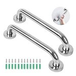 2 Pack Anti-Slip Shower Grab Rails for Bathroom, Chrome Stainless Steel Hand Rail - Safety Disability Aid & Equipment Bath Handles, Bathroom Grab Rail for Toilet, Stairs (16 Inch, Silver)