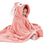 Decalsweet Pink Monkey Hooded Towel for Kids,Ultra Soft Children's Bath Towel,Large Poncho Towel for Toddlers Girls