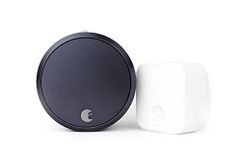 August Smart Lock Pro + Connect Hub - Wi-Fi Smart Lock for Keyless Entry - Works with Alexa, Google Assistant, and More – Dark Gray