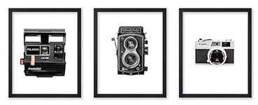 Poster Master 3-Piece Vintage Camera Poster - Retro Photography Print - Polaroid Art - Gift for Men, Women & Photographer - Minimal Decor for Bedroom, Dorm, Office or Studio - 11x14 UNFRAMED Wall Art