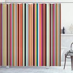 Ambesonne Abstract Shower Curtain, Barcode Lines Like Stripes Vertical Pattern Funky Modern Tile Illustration, Cloth Fabric Bathroom Decor Set with Hooks, 69" W x 84" L, Burnt Sienna