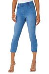 Roman Originals Cropped Jeggings for Women UK Ladies Capri Stretchy Jeans Denim Legging Cotton Summer Trouser Three Quarter 3/4 Length Pull On Cut Off High Waist Smart - Denim Blue - Size 14