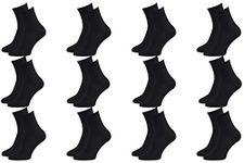 Rainbow Socks - Women Men Classic Ankle Bamboo Socks - 12 Pairs - Black - Size 10-11,5