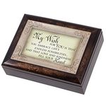 My Wish for You Dark Wood Finish Jewelry Music Box Plays Tune Amazing Grace