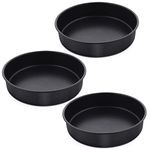 8 Inch Round Cake Pan Set, P&P CHEF 3 Piece Non-Stick Cake Baking Pans for Birthday Wedding Layer Cakes, Stainless Steel Core & One-Piece Design, Sturdy & Healthy, Black