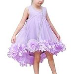 Sunny Fashion Girls Dress A-line Cute Handbag Purple Princess Size 10 Years