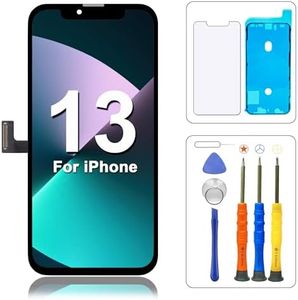 TBUSKEJIE for iPhone 13 Screen Replacement Kit Full FHD LCD Display 3D Touch Digitizer with Repair Tool for Model A2482, A2631, A2633, A2634, A2635 Black