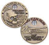 Sniper Challenge Coin - One Shot One Kill Challenge Coin - You Can Run But You Will Only Die Tired Military Coins - Designed by Military Veterans