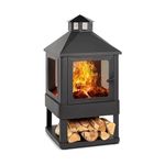 Blumfeldt Macondo Fireplace Garden Fireplace - Outdoor Fireplace, Rustic Look, Decorative Fireplace, Fire Bowl: 35 x 35 cm, Wood Tray, FireView, Solid & Sturdy Construction Made of Steel - Anthracite