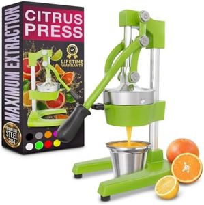 Cast Iron Lemon Juicer Hand Press, Green with 304 Stainless Steel Bowl