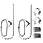 2 Pack Replacement Meat Probe for Pit Boss Pellet Grill Smokers Parts, 3.5mm Plug Thermometer Probe Replacement Temperature Probe with 2 Stainless Steel Probe Clip Holders and 4 Numbered Tag