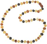 Baltic Amber Necklace - Adult Raw Amber Bead Necklace - Multi Color Unpolished Amber Beads - Multiple Lengths (17.7) Pain Relief anti-inflammatory necklace