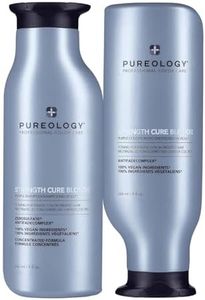 Pureology Strength Cure Blonde Purple Shampoo & Conditioner Duo Set, Restore & Tone for Brassy Blonde Hair, Vegan Formulas, Sulphate Free for a Gentle Cleanse 266ml