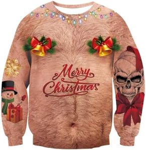 Idgreatim Unisex Ugly Christmas Crewneck Sweatshirt Novelty 3D Graphic Long Sleeve Sweater Shirt