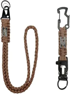 DDOUT Heavy Duty Paracord Badge Lanyard and Keychain with USA Flag, Tactical Braided Military Lanyard for Keys, for Fathers Day Gifts