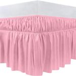 Utopia Bedding Double Size - 135 x 190 cm Elastic Bed Valance Sheet with Ruffles - Soft Brushed Polyester-Microfiber Bed Skirt with a Drop of 40 cm - Pink