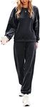 Beyove Women's Tracksuits Long Sleeve Fall Sportswear Sweat Outfits Matching Sets Soft Drawstring Sweatshirt Gray XL