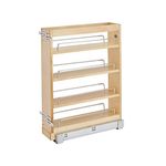 Rev-A-Shelf Pullout Base Cabinet Organizer, Adjustable Shelves for Full Height Kitchen or Vanity Cabinets, Maple Wood, 448-BC19-5C