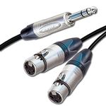 Neutrik TRS Jack Split to 2x Dual Female XLR Leads. Balanced Duplicator Cable (10m)