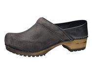 Sanita | Nanna Closed Clog | Original Handcrafted | Leather Clog with Wooden Sustainable Sole for Women | Grey | UK 6.5