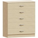 Vida Designs Pine Chest of Drawers, 5 Drawer With Metal Handles & Runners, Unique Anti-Bowing Drawer Support, Riano Bedroom Furniture