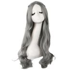 MapofBeauty Carve Bangs Beautiful Long Curly Wavy Hair Cosplay Wig (Granny Grey)