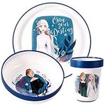 Frozen 3pcs Reusable Bicolor Premium Kids Dinner Tableware Set Plate, Bowl & Tumbler, BPA Free